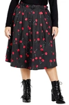 City Chic Trendy Plus Size Siena Skirt In Black Cherry Print
