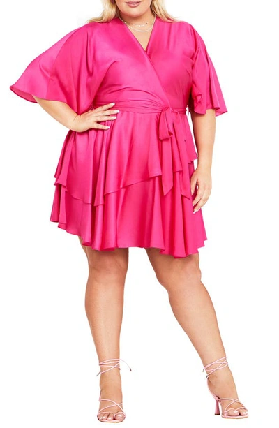 City Chic Trendy Plus Size Fallon Mini Dress In Shocking Pink