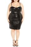 City Chic Sequin Corset Minidress In Black