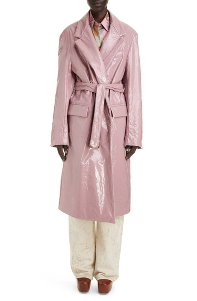 Dries Van Noten Pink Lacquered Coat In 301 Old Rose