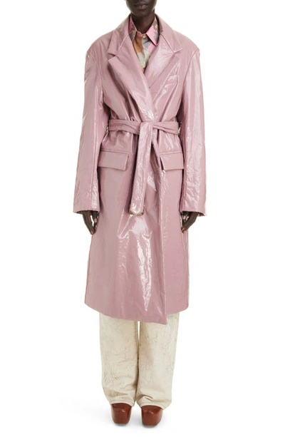 Dries Van Noten Pink Lacquered Coat In Old Rose