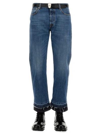 Alexander Mcqueen Straight-leg Cropped Jeans In Blue