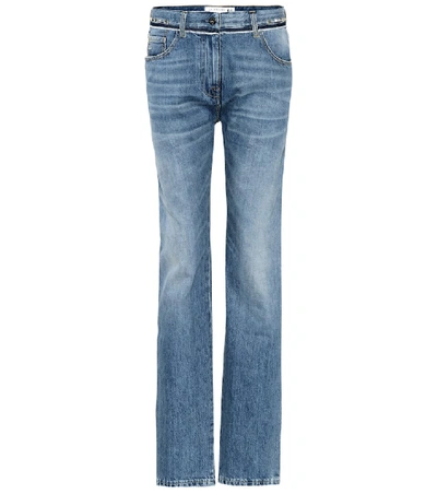 Valentino Rockstud Mid-rise Jeans In Blue