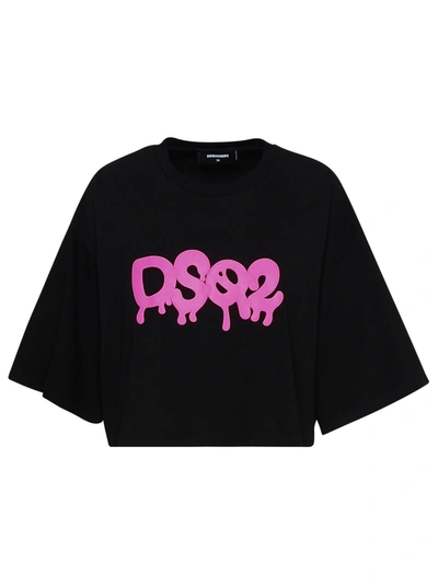 Dsquared2 T-shirt Over Logo In Black