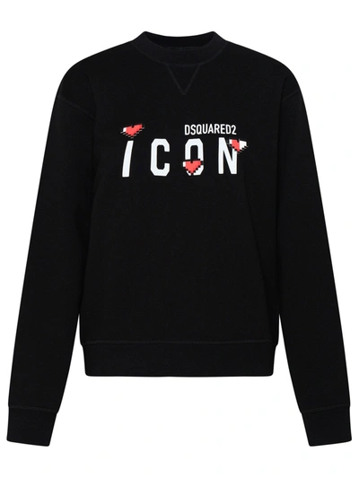 Dsquared2 Icon 印花棉卫衣 In Nero