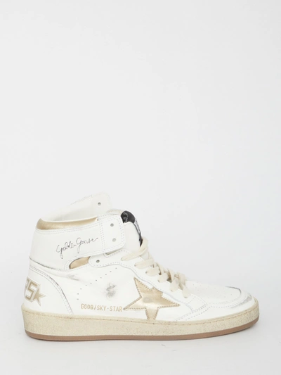 Golden Goose Sky-star Leather Sneakers In White
