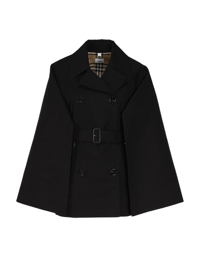 Burberry Tropical Gabardine Trench Jacket In Black