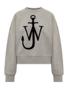 Jw Anderson Anchor-print Cotton Sweatshirt In Grey Melange