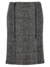 Tom Ford High-waisted Knee-length Fitted Houndstooth Skirt In White/black