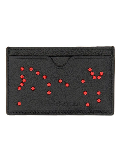 Alexander Mcqueen Studded Card Holder In Black