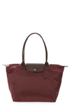 Longchamp Le Pliage Green Recycled Canvas Large Shoulder Tote In Burgundy