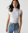 MICHAEL STARS PIPER CROPPED POWER SHOULDER TEE