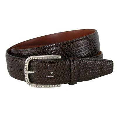 Crookhorndavis Basic Lux Trial Tri-town Calfskin Dress Belt In Brown