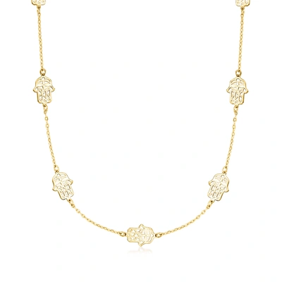 Rs Pure By Ross-simons Italian 14kt Yellow Gold Hamsa Station Necklace