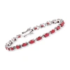 Ross-simons Ruby Bracelet With Diamond Accents In Sterling Silver In Silver