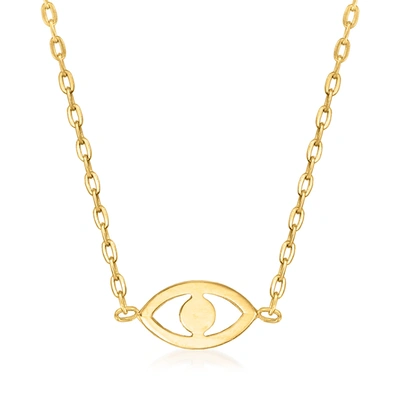 Rs Pure By Ross-simons Italian 14kt Yellow Gold Small Evil Eye Necklace