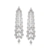 Ross-simons Diamond Cluster Drop Earrings In 14kt White Gold In Silver