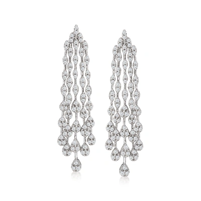 Ross-simons Diamond Cluster Drop Earrings In 14kt White Gold In Silver