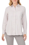 Foxcroft Stripe Boyfriend Button-up Shirt In Heather Grey Co
