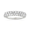 Ross-simons Diamond Double-row Ring In 14kt White Gold In Silver