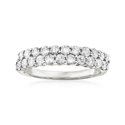 Ross-simons Diamond Double-row Ring In 14kt White Gold In Silver