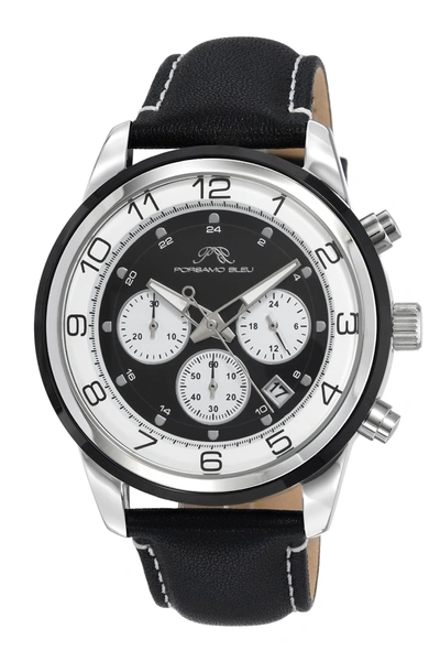 Porsamo Bleu Arthur Men's Chronograph Black And White Watch In Black / Silver