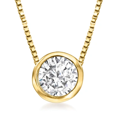 Ross-simons Bezel-set Diamond Necklace In 14kt Yellow Gold In Silver