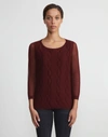 LAFAYETTE 148 CHANTILLY COTTON INTARSIA CABLE DOUBLE LAYER SWEATER