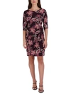 SIGNATURE BY ROBBIE BEE PETITES WOMENS PAISLEY MINI WEAR TO WORK DRESS