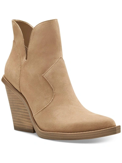 Jessica Simpson Leeshi Womens Suede Pointed Toe Ankle Boots In Beige