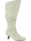 Array Groovey Womens Leather Pull On Knee-high Boots In White
