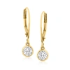 Ross-simons Bezel-set Diamond Drop Earrings In 14kt Yellow Gold In Gold