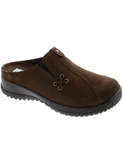 Drew Hannah Womens Leather Slip On Mules In Brown