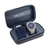 NAUTICA MENS TIN CAN BAY STAINLESS STEEL AND SILICONE WATCH BOX SET