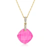 ROSS-SIMONS PINK TOPAZ PENDANT NECKLACE WITH DIAMOND ACCENTS IN 14KT YELLOW GOLD