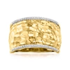 Ross-simons Diamond Hammered Ring In 18kt Gold Over Sterling In Gold