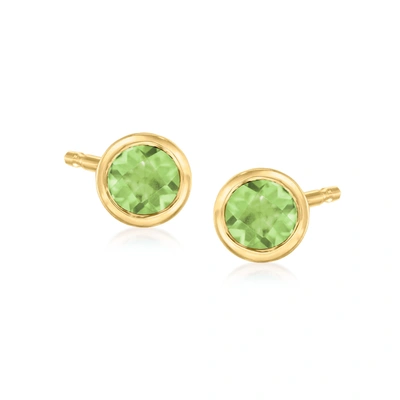 Rs Pure Ross-simons Peridot Stud Earrings In 14kt Yellow Gold In Green