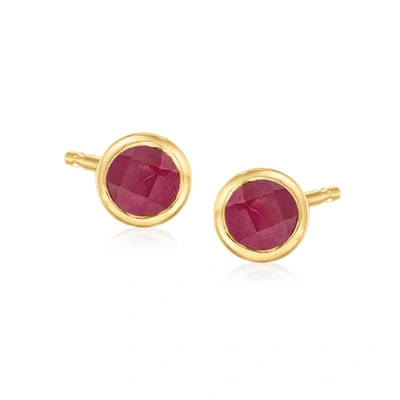 Rs Pure Ross-simons Ruby Stud Earrings In 14kt Yellow Gold In Red