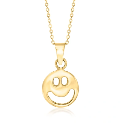 Rs Pure By Ross-simons 14kt Yellow Gold Smiley Face Pendant Necklace
