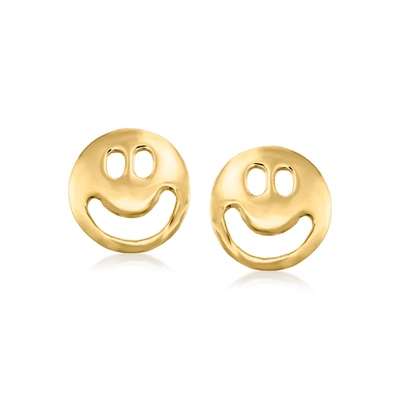 Rs Pure By Ross-simons 14kt Yellow Gold Smiley Face Stud Earrings