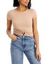 JUST POLLY JUNIORS WOMENS RIBBED CROPPED T-SHIRT