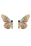 Eye Candy La Cz Monarch Butterfly Studs In Red