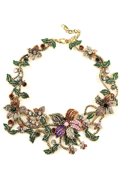 Eye Candy La Berlin Leaf Statement Collar Necklace In Multi