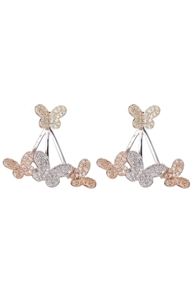 Eye Candy La Ariana Butterfly Cz Drop Earring In Silver