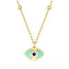 Rs Pure By Ross-simons Italian 14kt Yellow Gold Evil Eye Necklace With Multicolored Enamel In Blue