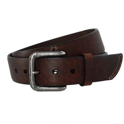 Crookhorndavis The Crossfire 40mm Genuine Bison Leather Belt In Brown
