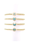 Eye Candy La Signy Beaded Bracelet Set In Gold