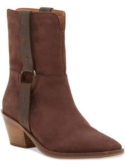 Lucky Brand Kamaree Womens Suede Embellished Ankle Boots In Multi