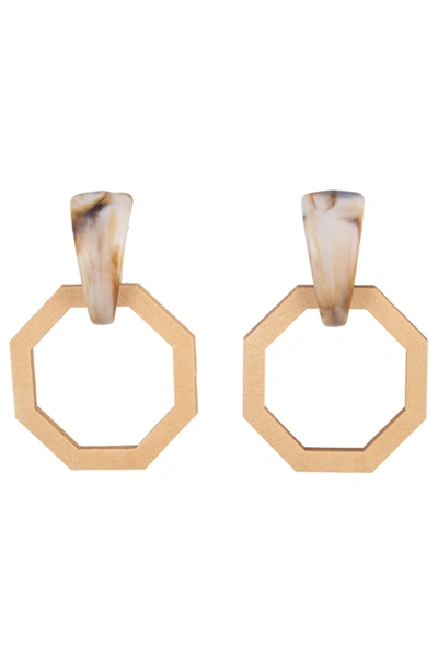 Eye Candy La Jaden Hexagon Earrings In Beige