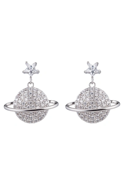 Eye Candy La Venus Cz Crystal Drop Earring In Silver
